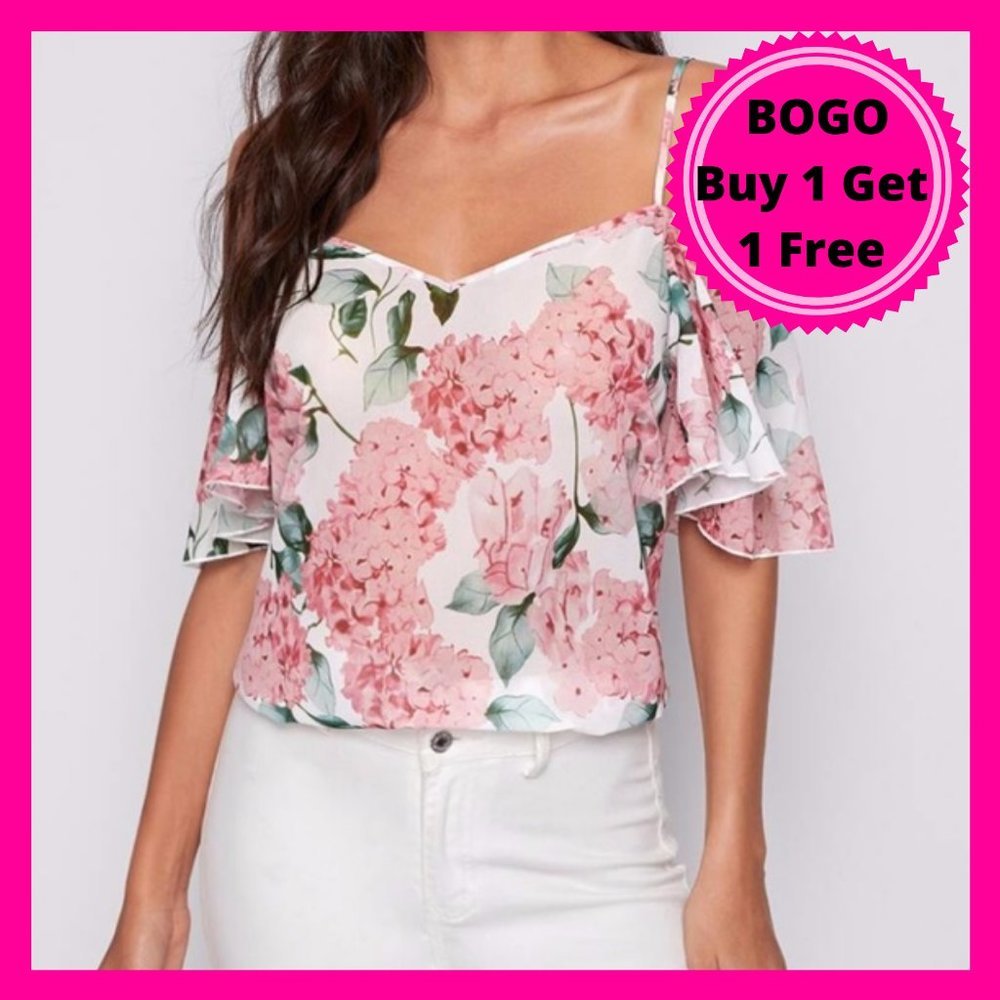 Cold Shoulder Floral Blouse
